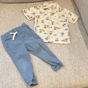 Kids Dinosaur Shirt and Blue Pants Set